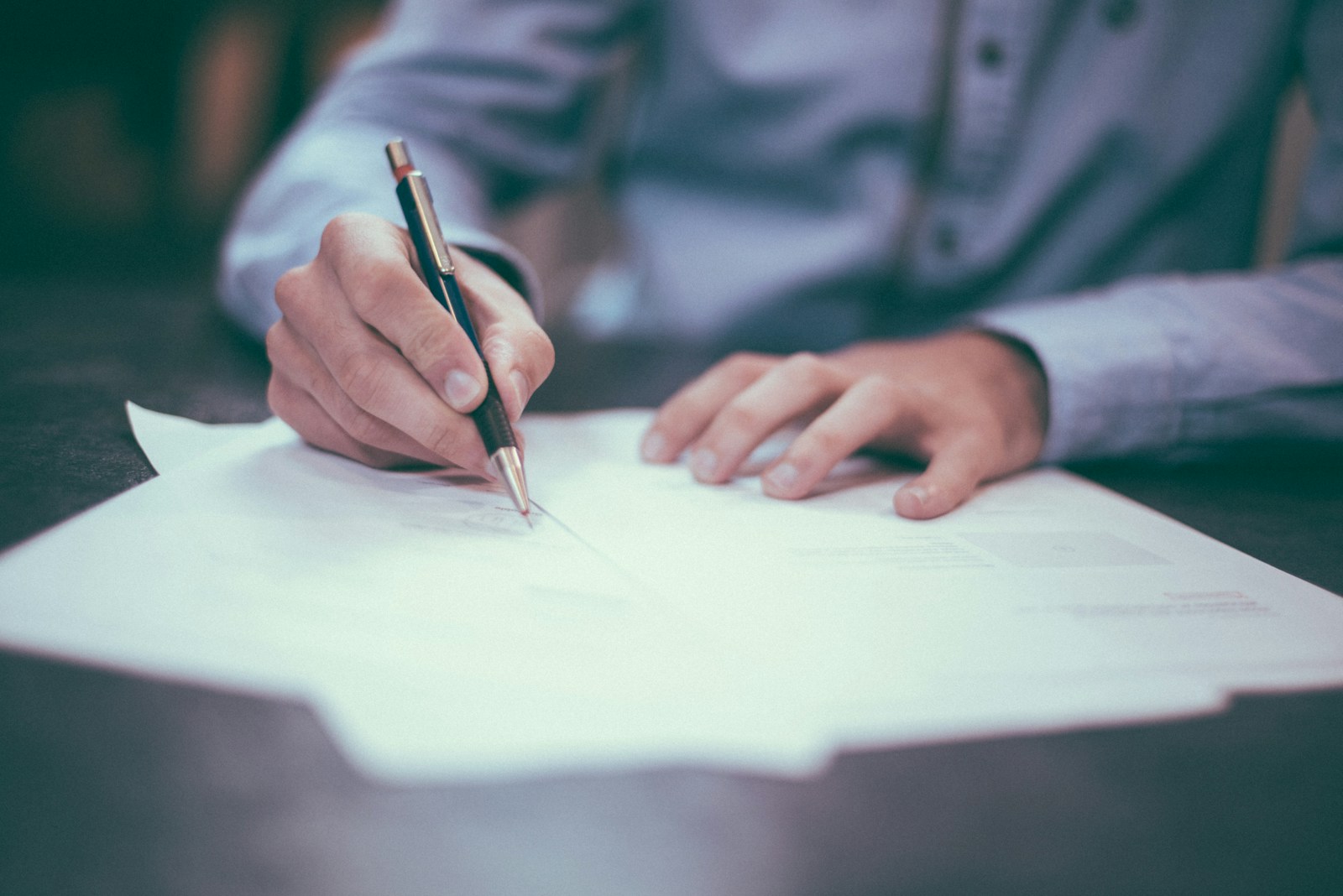 Contract review session with marked documents
